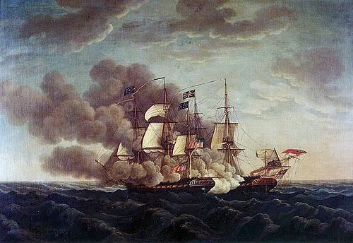 Constitution vs Guerriere, 19 August 1812. Michel Felice Corne. Public domain.
