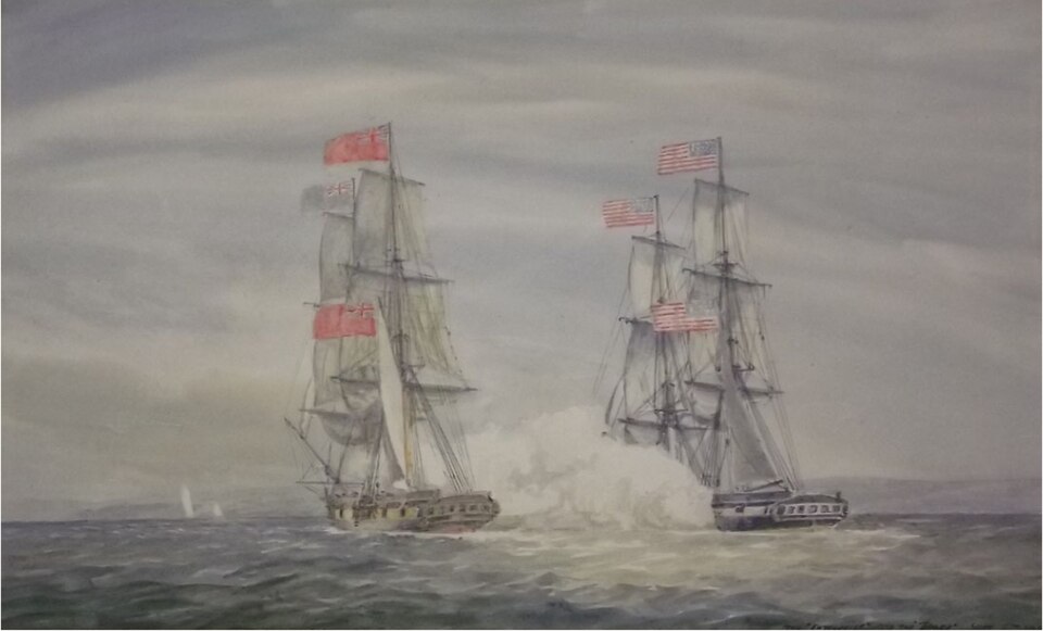 "Enterprise vs Boxer" &mdash; unknown artist, c. 1813. Public domain.