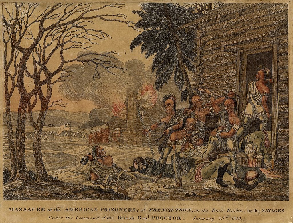 "Battle of the River Raisin" &mdash; unknown artist, 19th century. Public domain.