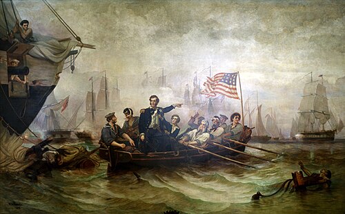 "Commodore Perry at the Battle of Lake Erie" &mdash; William Henry Powell, 1873. Oil on canvas, United States Senate. Public domain.